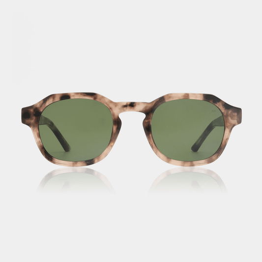 A.KJÆRBEDE (AKJAERBEDE) Zan Sunglasses | Coquina Tortoise Frame, Green Lens