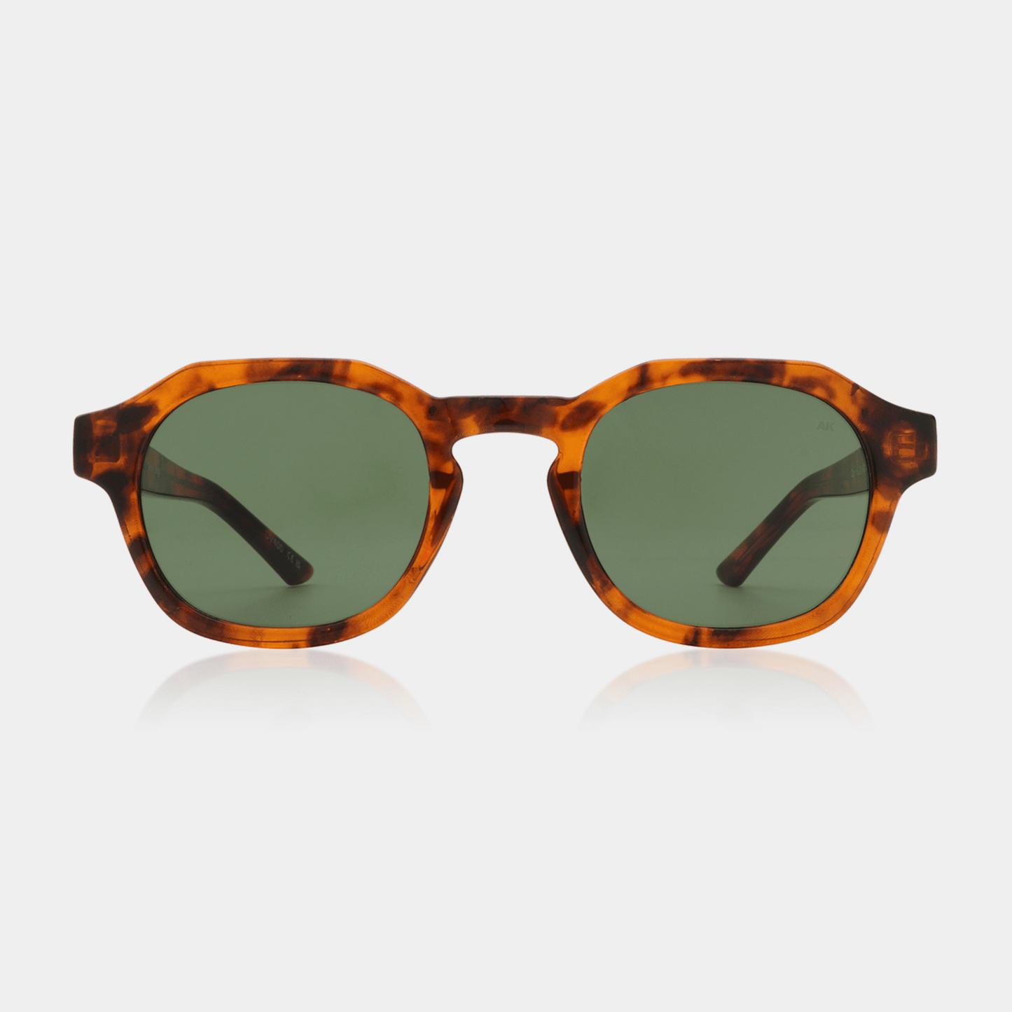 A.KJÆRBEDE (AKJAERBEDE) Zan Sunglasses | Havana Tortoise Frame, Green Lens