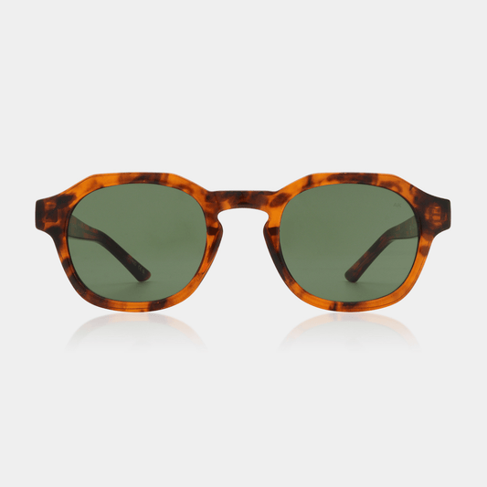 A.KJÆRBEDE (AKJAERBEDE) Zan Sunglasses | Havana Tortoise Frame, Green Lens