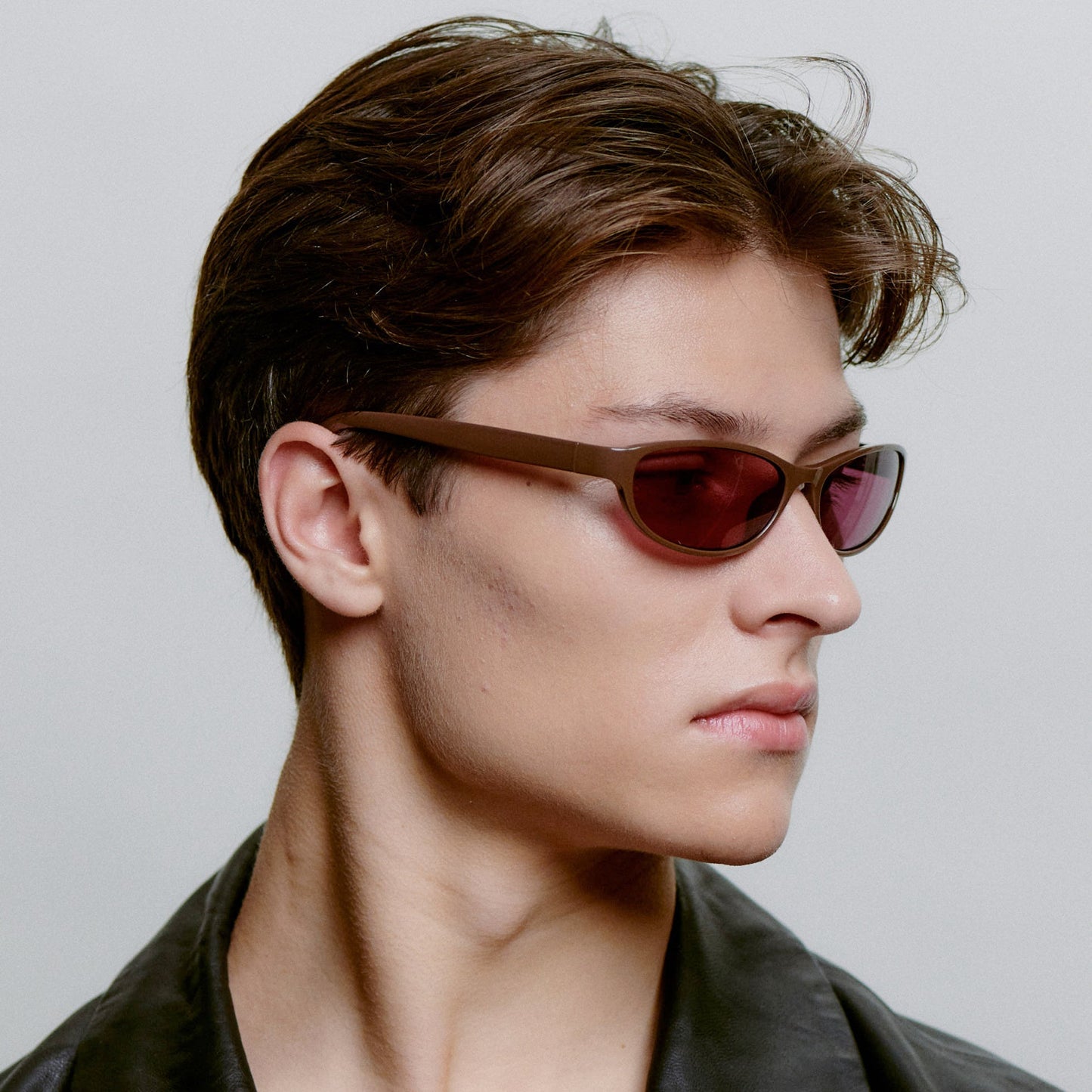 A.KJÆRBEDE ALEXA Narrow Cat Eye Sunglasses - Chocolate Brown / Purple Lens
