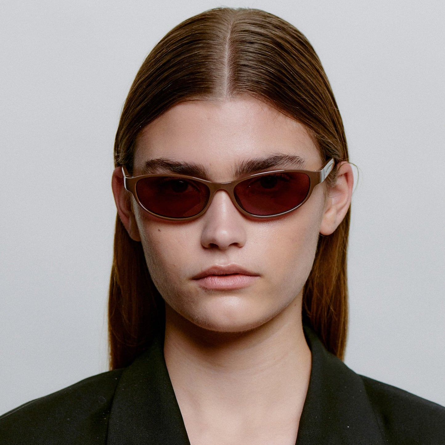 A.KJÆRBEDE ALEXA Narrow Cat Eye Sunglasses - Chocolate Brown / Purple Lens