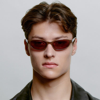 A.KJÆRBEDE ALEXA Narrow Cat Eye Sunglasses - Chocolate Brown / Purple Lens
