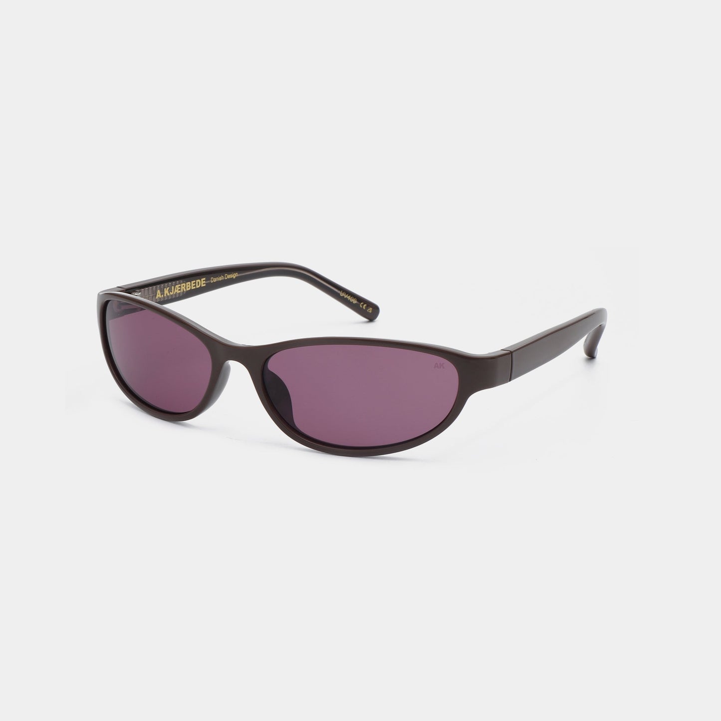 A.KJÆRBEDE ALEXA Narrow Cat Eye Sunglasses - Chocolate Brown / Purple Lens