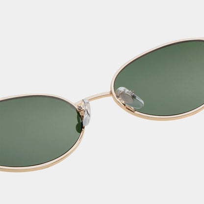 A.KJÆRBEDE BELLA Oval Sunglasses -  Gold Metal Frame / Burn Amber Temples