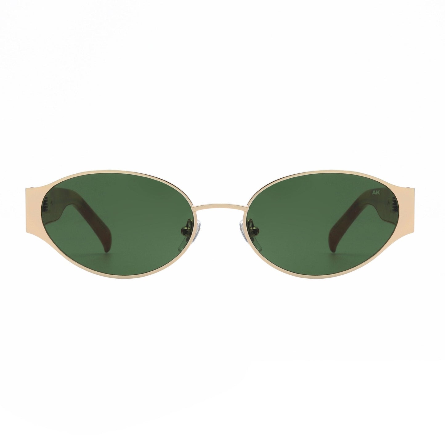 A.KJÆRBEDE BELLA Oval Sunglasses -  Gold Metal Frame / Burn Amber Temples