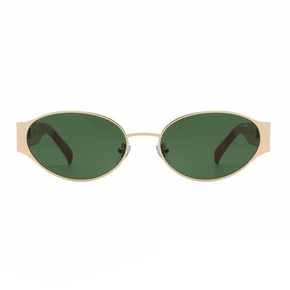 A.KJÆRBEDE BELLA Oval Sunglasses -  Gold Metal Frame / Burn Amber Temples