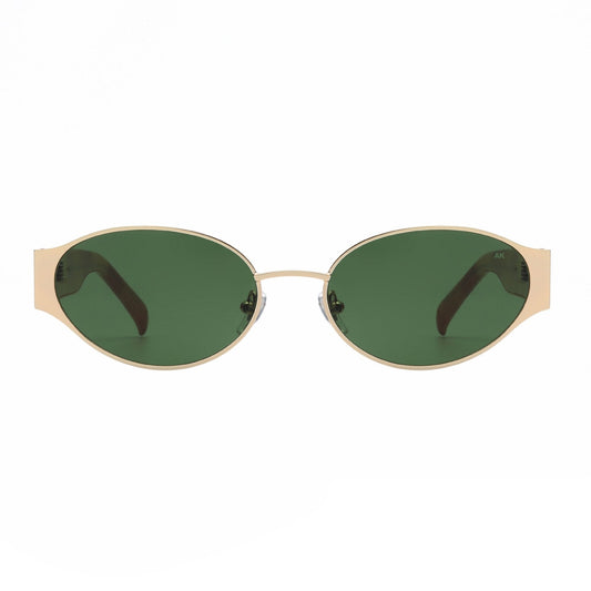 A.KJÆRBEDE BELLA Oval Sunglasses -  Gold Metal Frame / Burn Amber Temples
