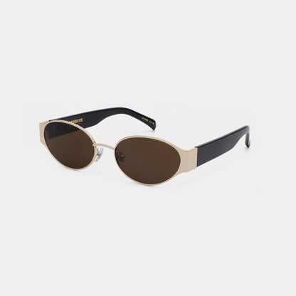 A.KJÆRBEDE BELLA Oval Sunglasses - Gold Metal Frame / Demi Tortoise