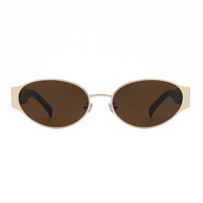 A.KJÆRBEDE BELLA Oval Sunglasses - Gold Metal Frame / Demi Tortoise