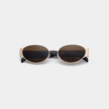 A.KJÆRBEDE BELLA Oval Sunglasses - Gold Metal Frame / Demi Tortoise