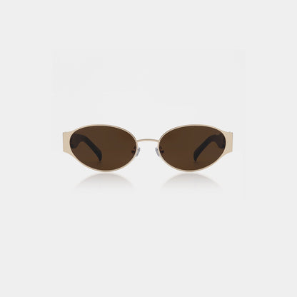 A.KJÆRBEDE BELLA Oval Sunglasses - Gold Metal Frame / Demi Tortoise