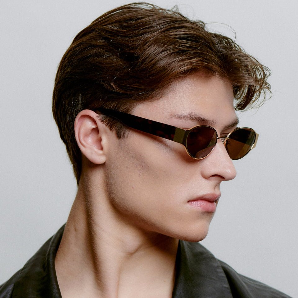 A.KJÆRBEDE BELLA Oval Sunglasses - Gold Metal Frame / Demi Tortoise