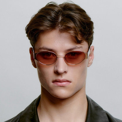 A.KJÆRBEDE BELLA Oval Sunglasses - Rose Gold Metal Frame / Havana Tortoise