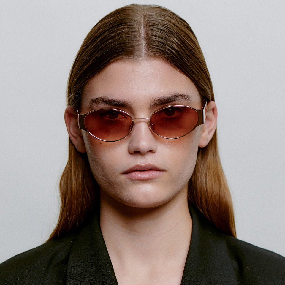A.KJÆRBEDE BELLA Oval Sunglasses - Rose Gold Metal Frame / Havana Tortoise
