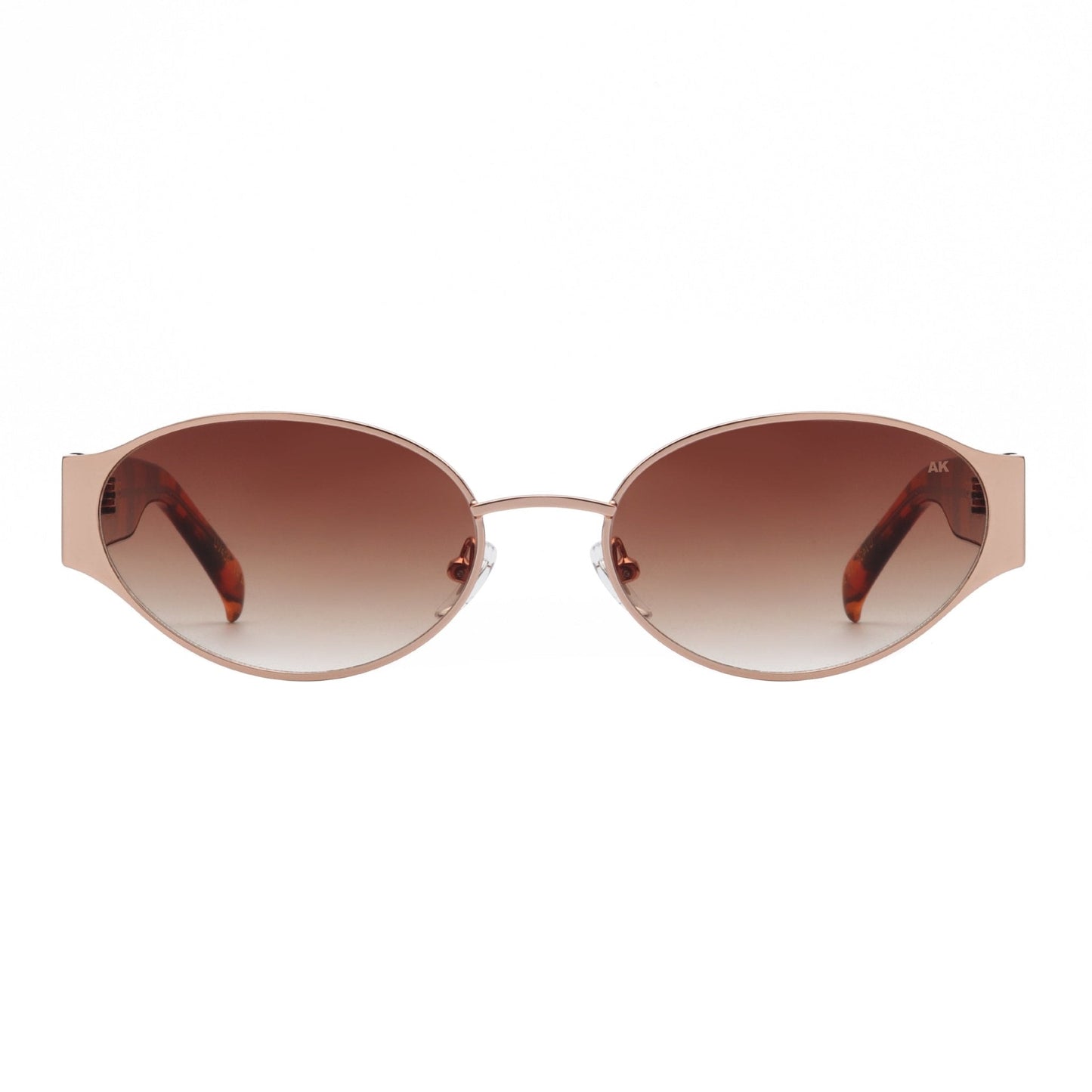 A.KJÆRBEDE BELLA Oval Sunglasses - Rose Gold Metal Frame / Havana Tortoise