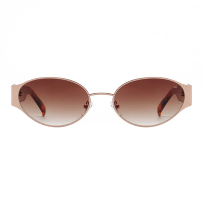 A.KJÆRBEDE BELLA Oval Sunglasses - Rose Gold Metal Frame / Havana Tortoise