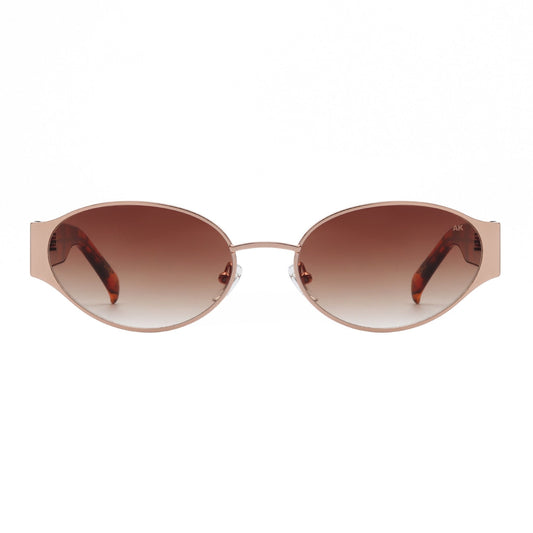A.KJÆRBEDE BELLA Oval Sunglasses - Rose Gold Metal Frame / Havana Tortoise
