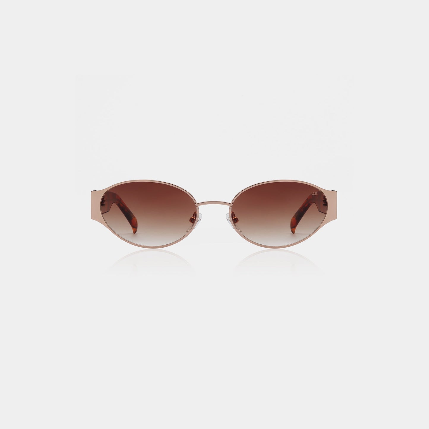 A.KJÆRBEDE BELLA Oval Sunglasses - Rose Gold Metal Frame / Havana Tortoise