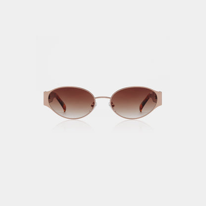 A.KJÆRBEDE BELLA Oval Sunglasses - Rose Gold Metal Frame / Havana Tortoise