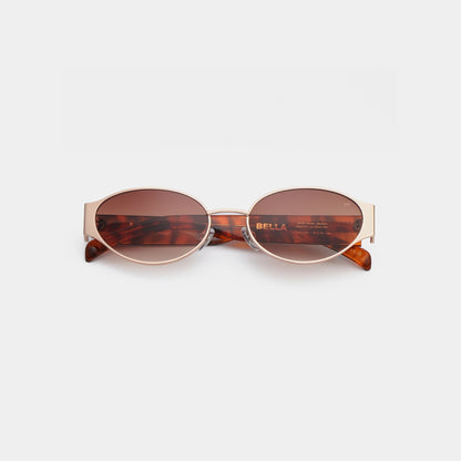 A.KJÆRBEDE BELLA Oval Sunglasses - Rose Gold Metal Frame / Havana Tortoise