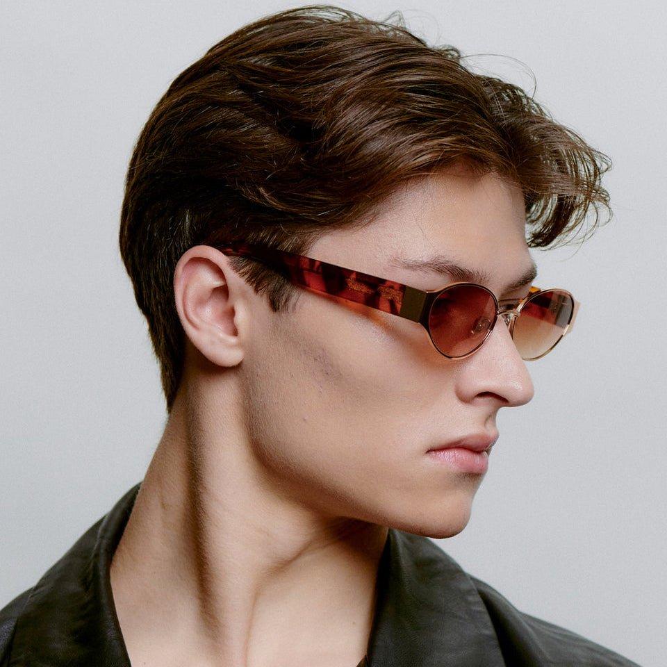 A.KJÆRBEDE BELLA Oval Sunglasses - Rose Gold Metal Frame / Havana Tortoise