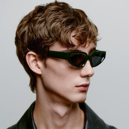 A.KJÆRBEDE ELLA Oval Cat-Eye Sunglasses l Dark Green