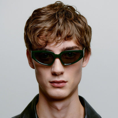 A.KJÆRBEDE ELLA Oval Cat-Eye Sunglasses l Dark Green