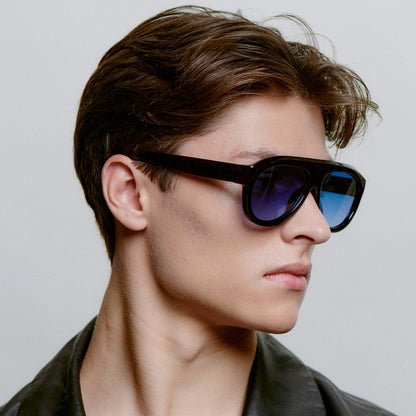 A.KJÆRBEDE RIO Sunglasses l Demi Tortoise, Blue Lens Aviator