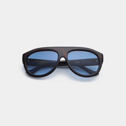 A.KJÆRBEDE RIO Sunglasses l Demi Tortoise, Blue Lens Aviator