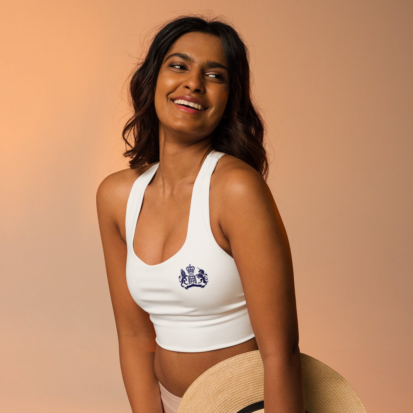 Longline White Sports Bra