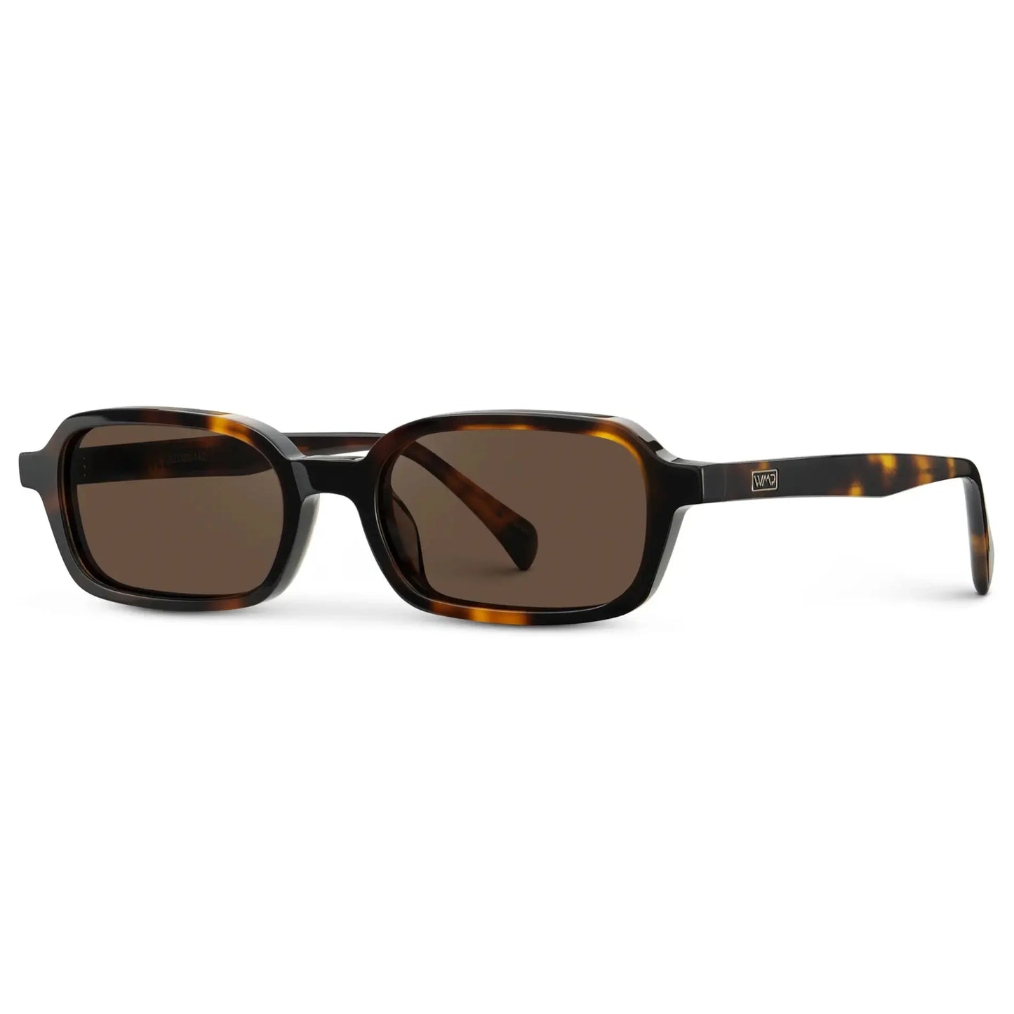 AYLA Slim Rectangular Sunglasses in Brown Tortoise by WMP Eyewear