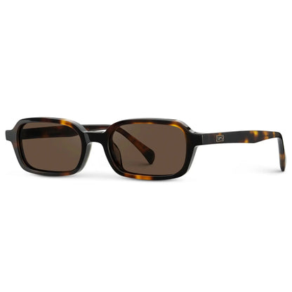 AYLA Slim Rectangular Sunglasses in Brown Tortoise by WMP Eyewear