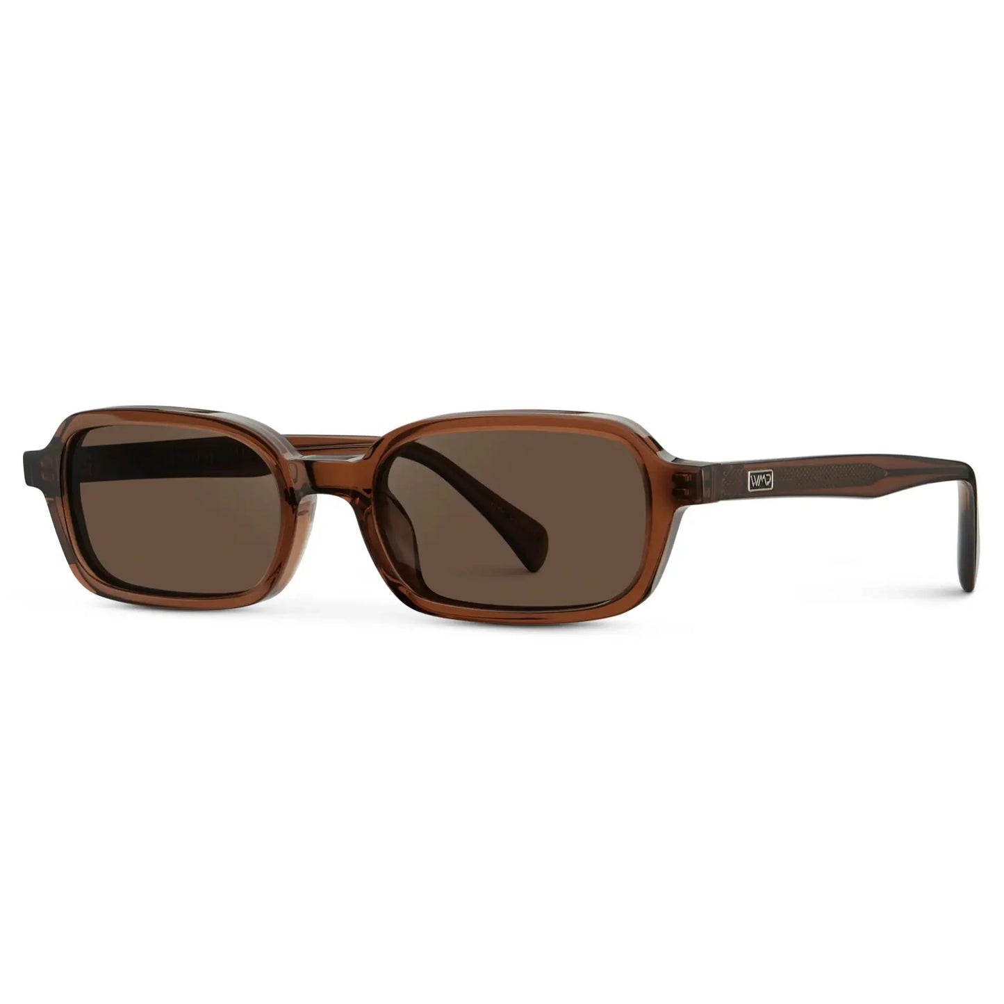 AYLA Slim Rectangular Sunglasses in Cocoa Brown by WMP Eyewear