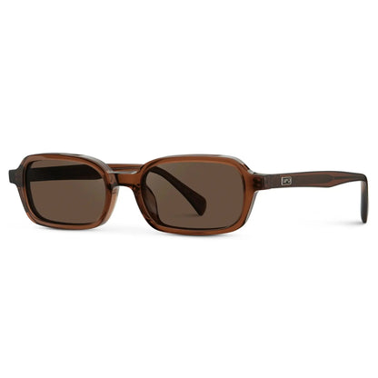 AYLA Slim Rectangular Sunglasses in Cocoa Brown by WMP Eyewear