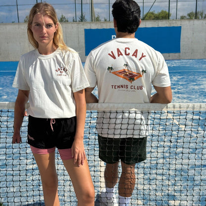 FRENCHY CLUB TENNIS T-SHIRT - UNISEX - SAND/CRIMSON