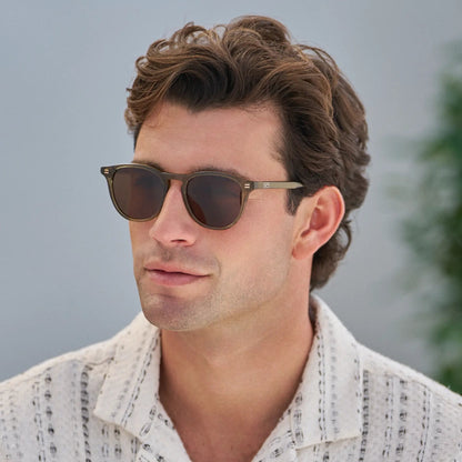 CAMERON Men's Round Polarised Sunglasses l Khaki Green - WMP Eyewear
