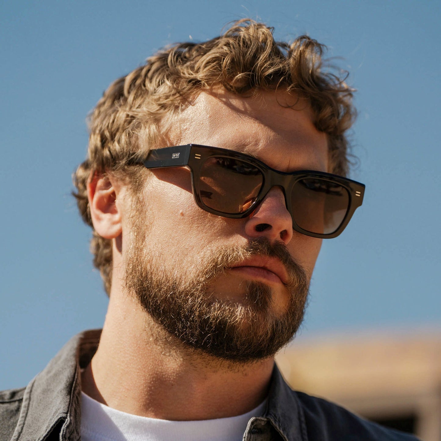 CLINT Men's Oversized Rectangular Sunglasses in Burnt Cedar Brown by WMP Eyewear