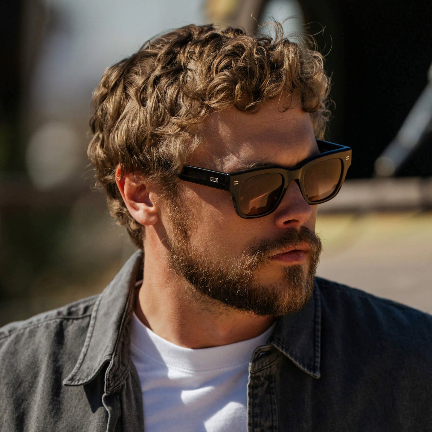 CLINT Men's Oversized Rectangular Sunglasses in Burnt Cedar Brown by WMP Eyewear