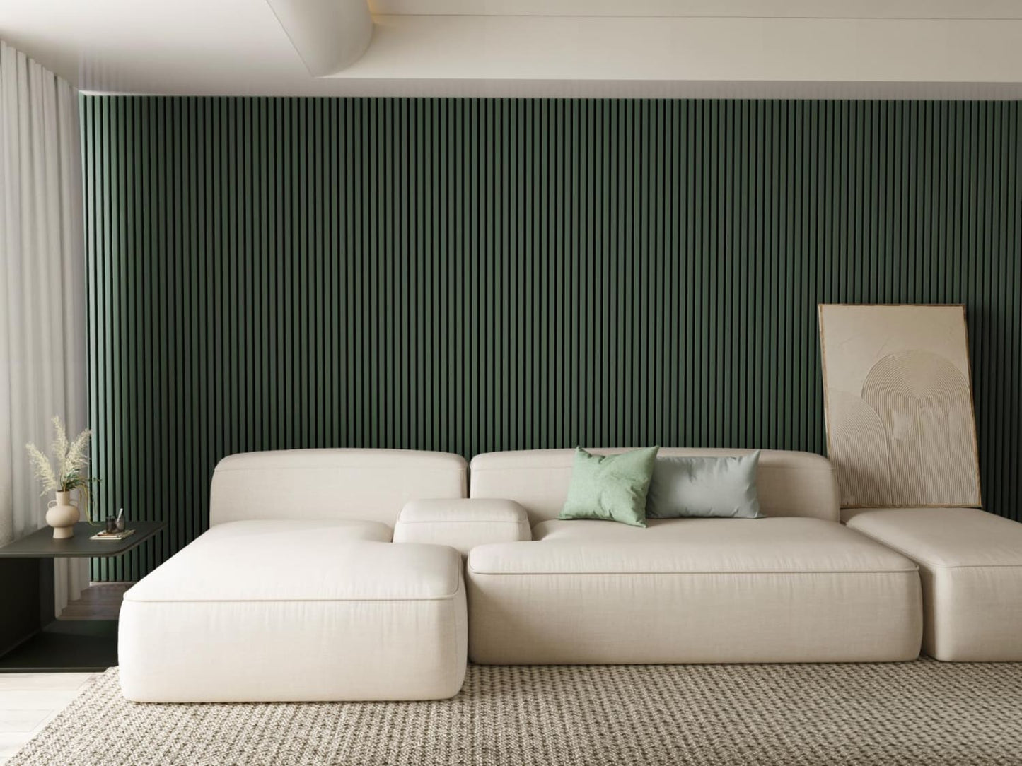 Coloured Acoustic Slatted Wall Panels Also Ideal For A Golf Studio And Shops