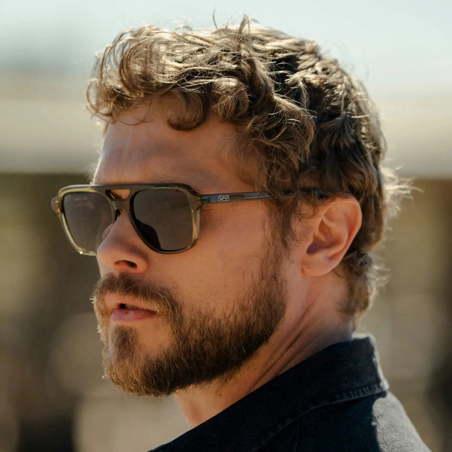DEAN Polarised Oversized Aviator Sunglasses in Crystal Verde by WMP Eyewear