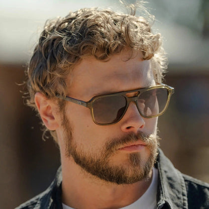 DEAN Polarised Oversized Aviator Sunglasses in Crystal Verde by WMP Eyewear