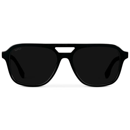 DEAN Polarised Oversized Aviator Sunglasses in Triple Black by WMP Eyewear