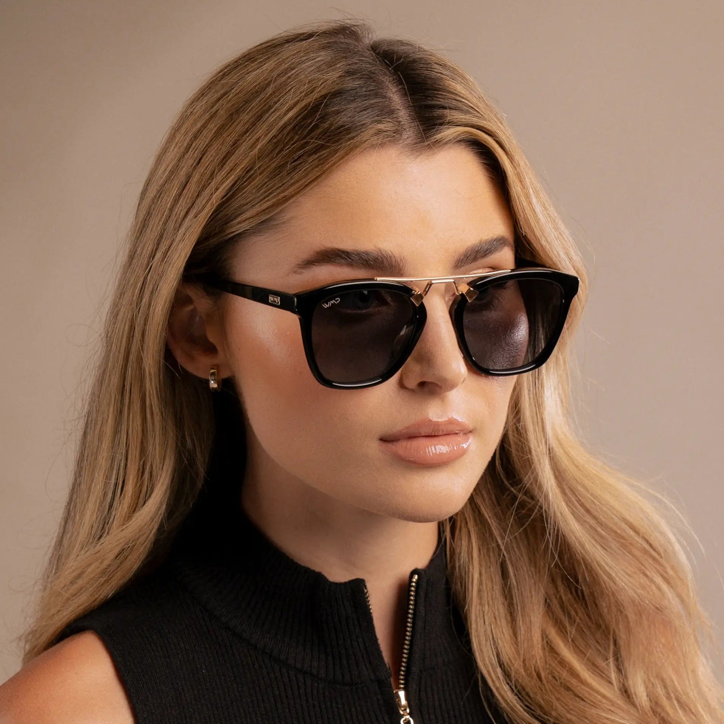 DEMI Oversized Women's Polarised Sunglasses in Black by WMP Eyewear