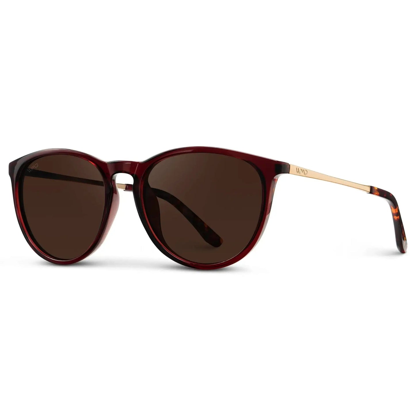DREW Round Polarised Women's Sunglasses in Cherry Red/Gold by WMP Eyewear
