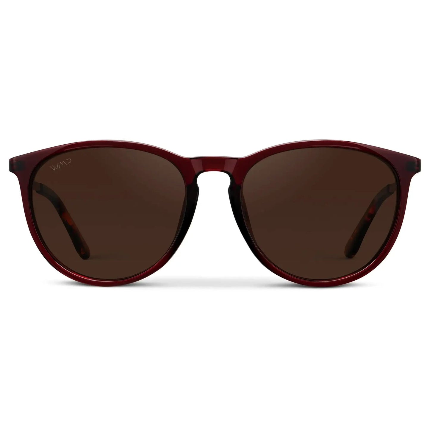 DREW Round Polarised Women's Sunglasses in Cherry Red/Gold by WMP Eyewear
