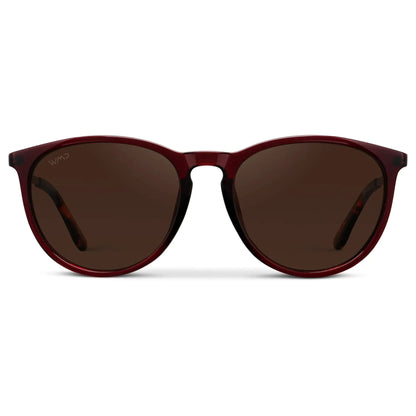 DREW Round Polarised Women's Sunglasses in Cherry Red/Gold by WMP Eyewear