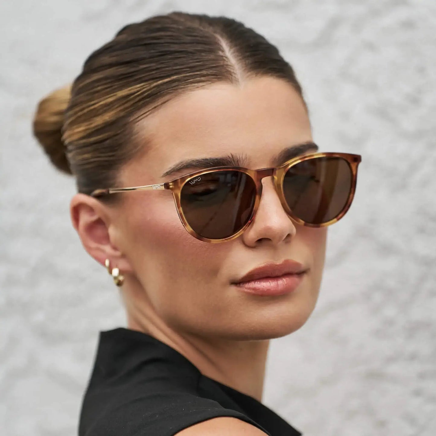 DREW Round Polarised Women's Sunglasses in Maple Tortoise by WMP Eyewear