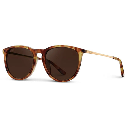 DREW Round Polarised Women's Sunglasses in Maple Tortoise by WMP Eyewear