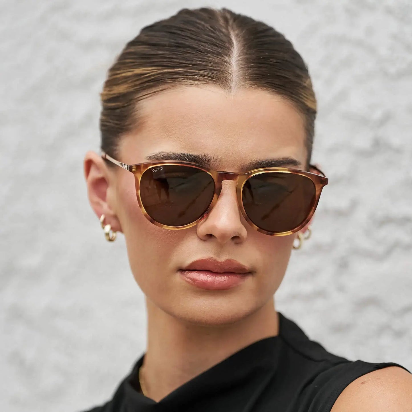 DREW Round Polarised Women's Sunglasses in Maple Tortoise by WMP Eyewear