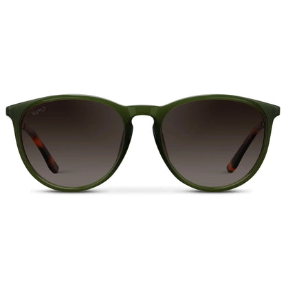 DREW Round Polarised Women's Sunglasses in Oliver Green/Gold by WMP Eyewear